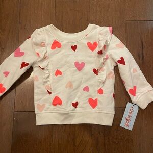 Cat & Jack Kids Heart Print Sweater - Cream and Pink